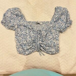 Hollister Blue Floral Crop Top